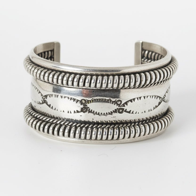 Vintage All Sterling Silver Cuff Bracelet, Tahe - Turquoise Mustang