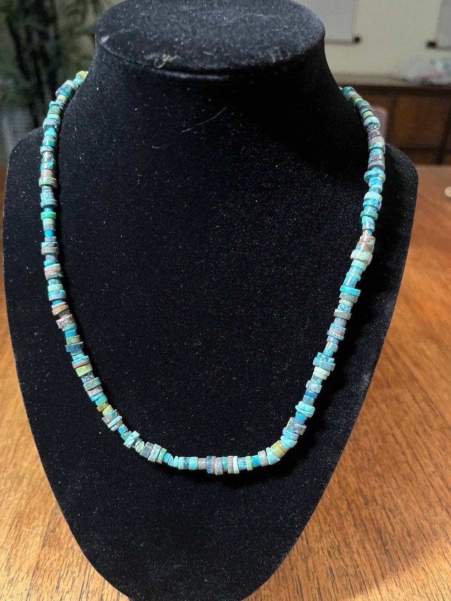 16" Mixed Turquoise Heishi Necklace - Turquoise Mustang