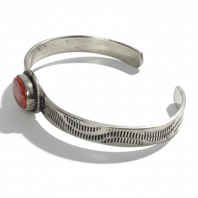 Pueblo Cuff, Orange Spiny Oyster, Danny Henio - Turquoise Mustang