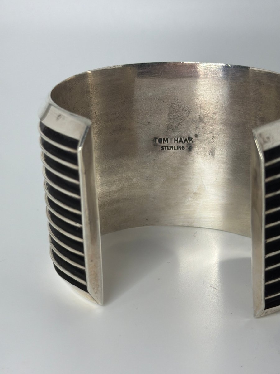 Contemporary Sterling Silver Cuff Bracelet, Tom Hawk - Turquoise Mustang
