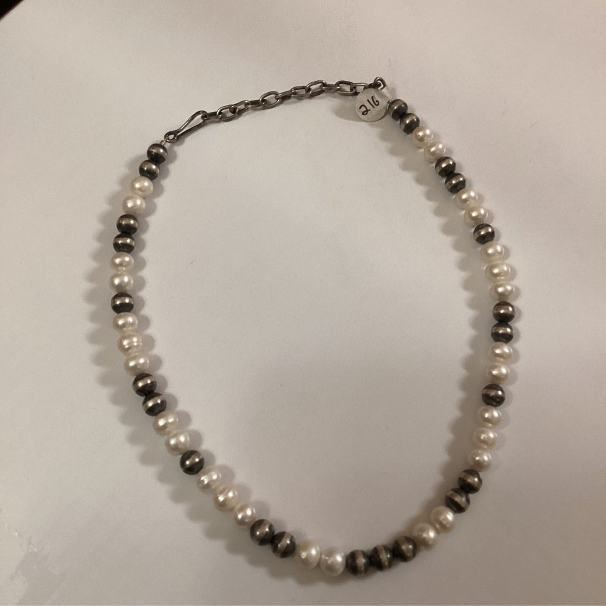 Dan Dodson 16", 8mm Silver Pearls with Freshwater Pearls Necklace - Turquoise Mustang