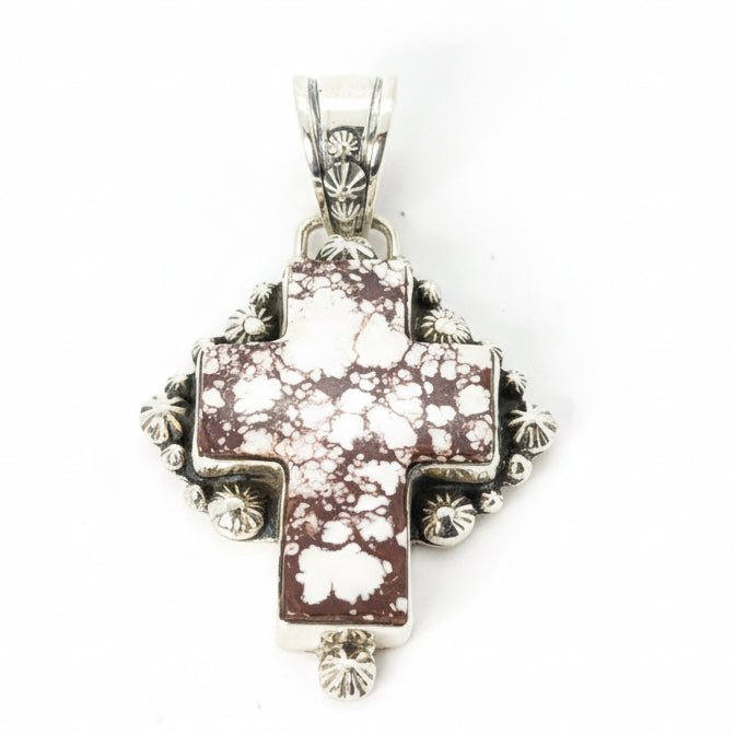 The Star - Crossed Lily Pendant in Wild Horse Magnesite - Turquoise Mustang