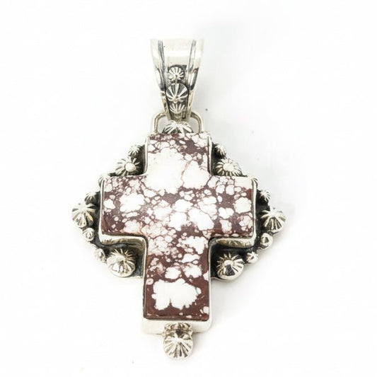 The Star - Crossed Lily Pendant in Wild Horse Magnesite - Turquoise Mustang