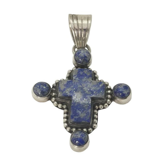 The Cardinal Flower Cross Pendant in in Denim Lapis - Turquoise Mustang