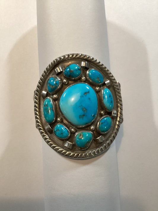 9 - Stone Kingman Turquoise Cuff by Jessie Claw - Turquoise Mustang