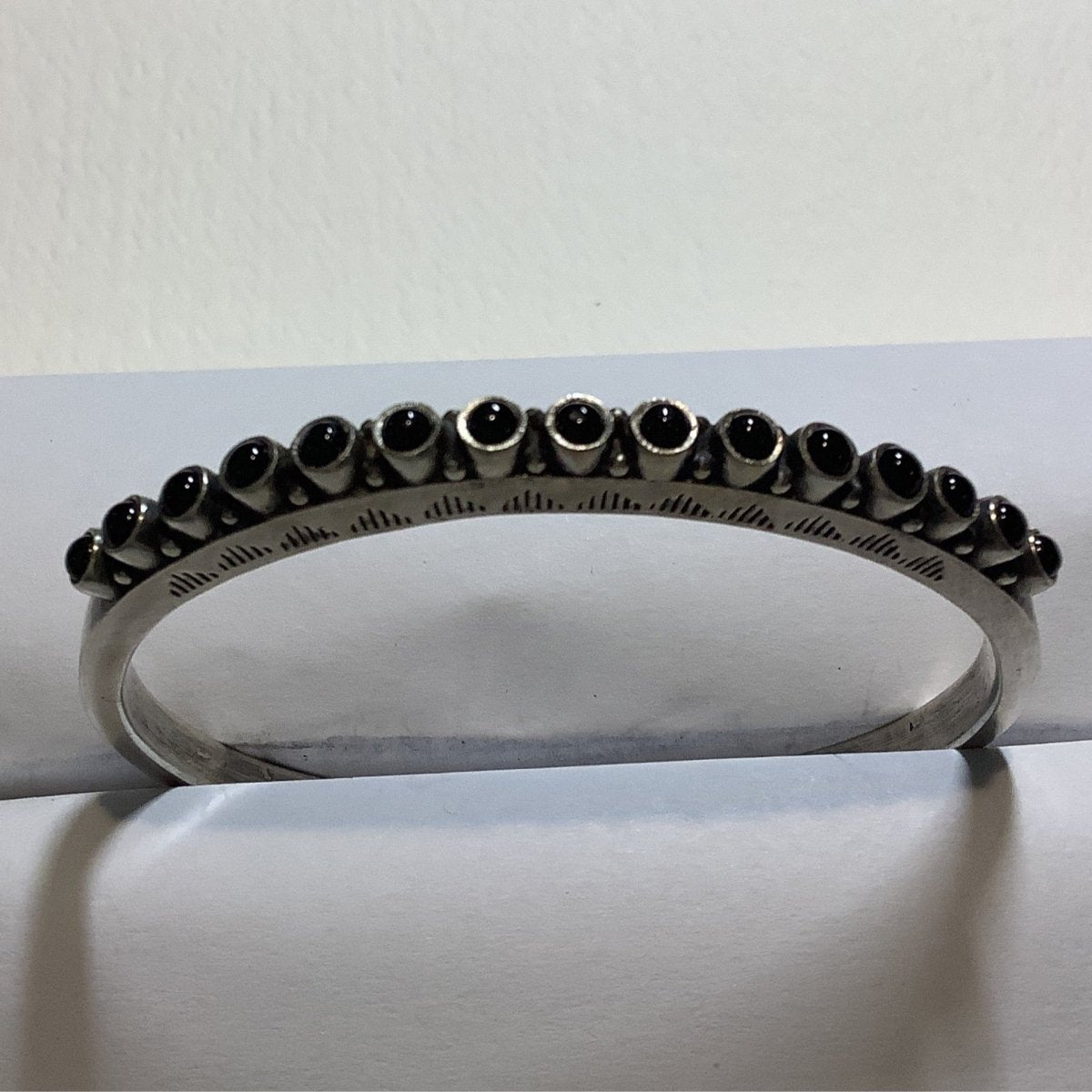 Black Onyx Bracelet, Petite Round Stones, DD - Turquoise Mustang
