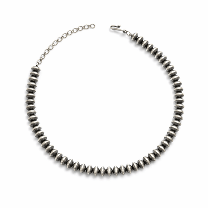 8mm Mustang Silver Fat Saucers Pearls - Turquoise Mustang