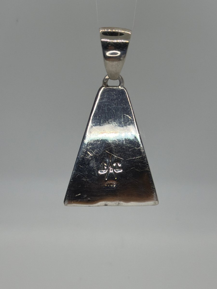 Picture Jasper Inlay Triangle Pendant by First American Traders, Sterling Silver - Turquoise Mustang