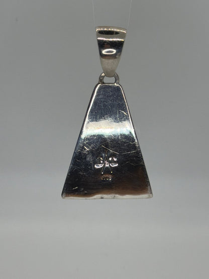 Picture Jasper Inlay Triangle Pendant by First American Traders, Sterling Silver - Turquoise Mustang