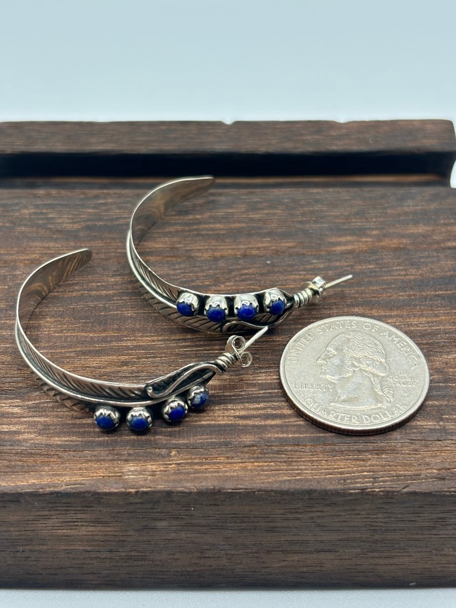 The Lady Slipper Half Hoop Feather Earring - Turquoise Mustang