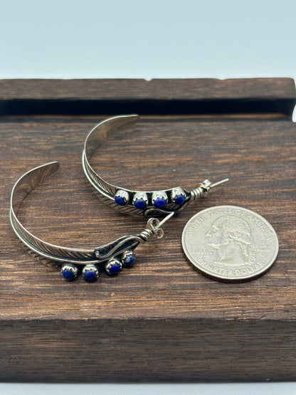 The Lady Slipper Half Hoop Feather Earring - Turquoise Mustang